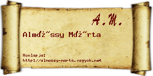 Almássy Márta névjegykártya